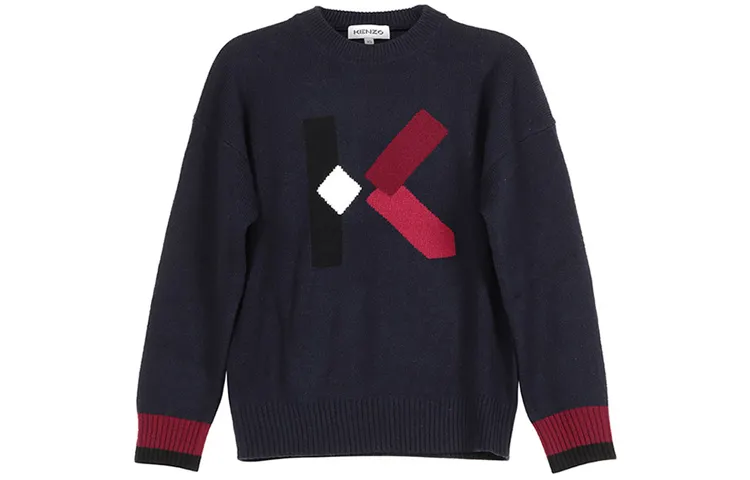 KENZO Knitwear Women's Marine Blue Crew Neck Moderate A Line