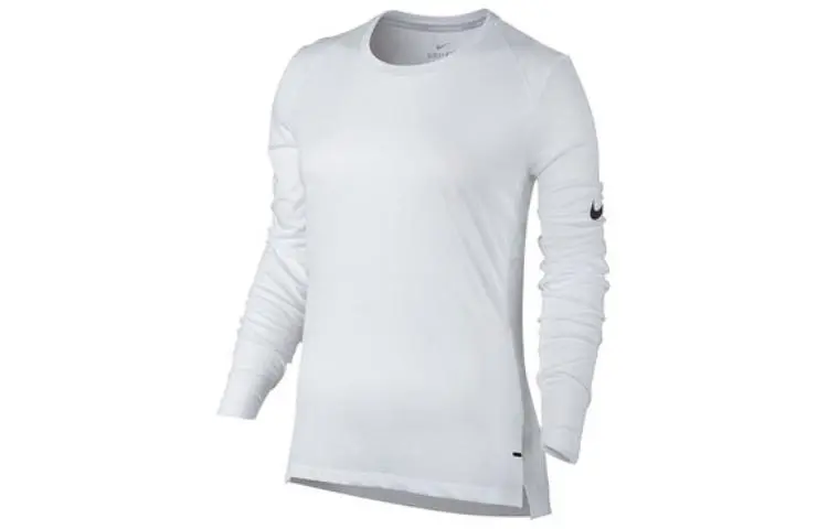 Nike T-Shirts Women's White Crew Neck Moderate Straight Fit