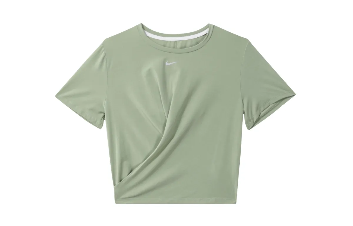 Nike T-Shirts Women's Oil Green Crew Neck Moderate Straight Fit