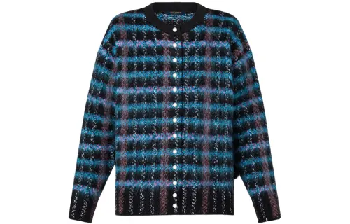 LOUIS VUITTON New Quarterly Products Of LV Knitwear Women's Blue Crew Neck Moderate Cardigan