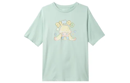 UNIQLO X POP MART Pop Mart, Collaboration T Shirts Women's Verdant Green Crew Neck Moderate Straight Fit