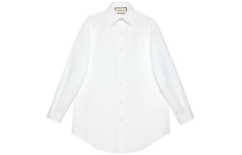 GUCCI Shirts Women's White Pointed Collar Moderate Shirt