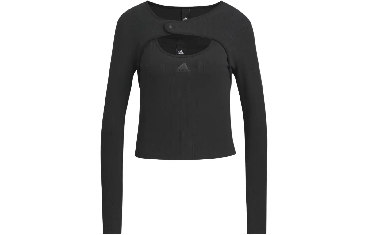 Adidas T-Shirts Women's Black Crew Neck Moderate Nipped-in Waist