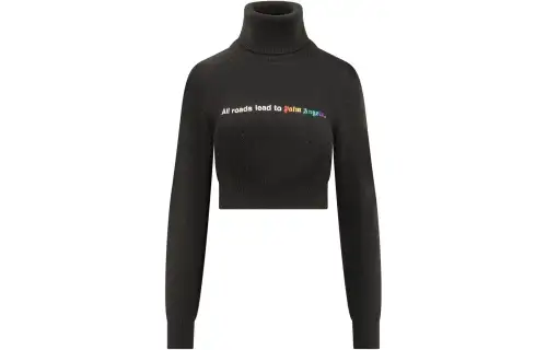 PALM ANGELS All Roads Cropped Turtleneck Black