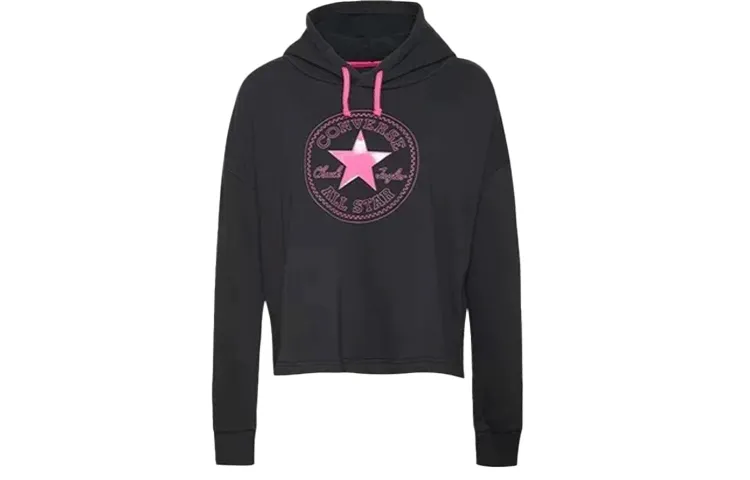 Converse Sweatshirts Women's Black Hooded Moderate Regular
