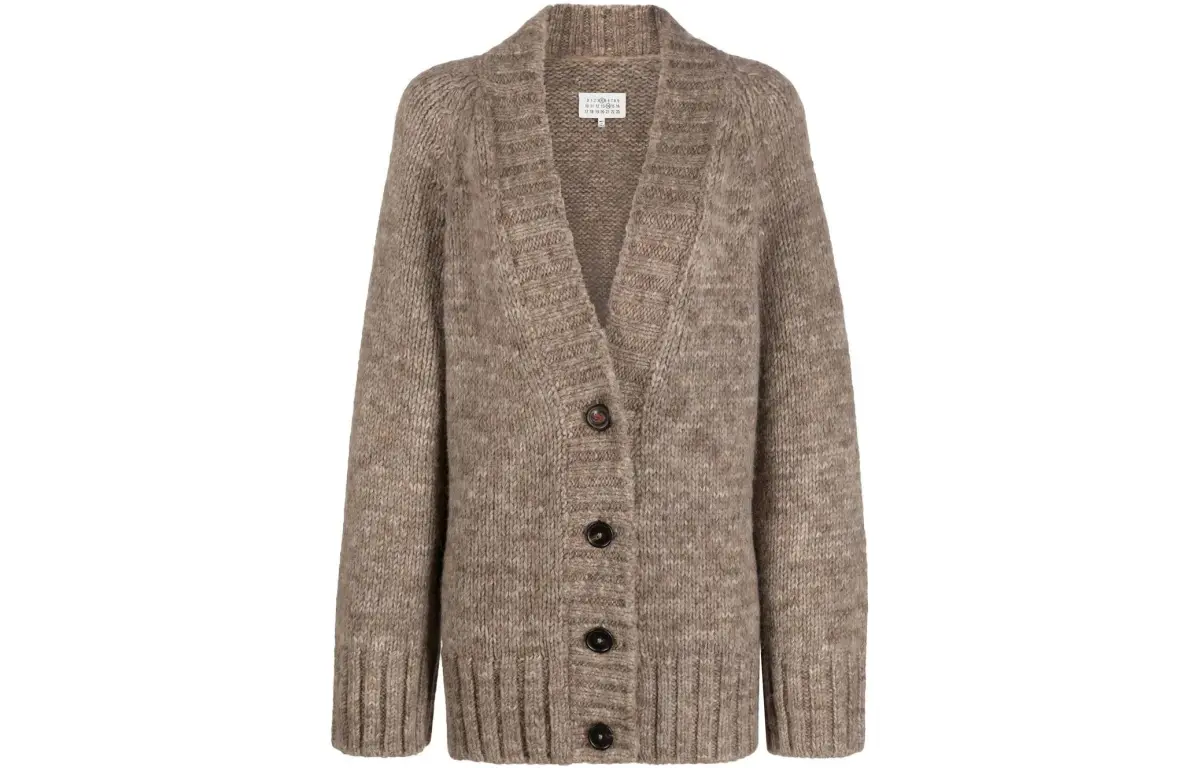 Maison Margiela V Neck Ribbed Knitted Cardigan