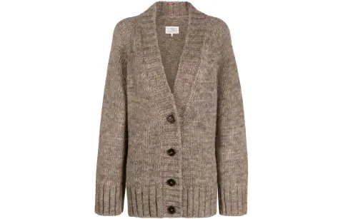 Maison Margiela V Neck Ribbed Knitted Cardigan