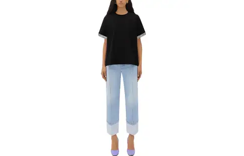Bottega Veneta T Shirts Women's Black Crew Neck Moderate Straight Fit