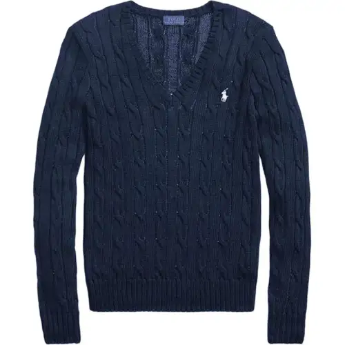 Polo Ralph Lauren Woolen cashmere pony, long-sleeve, navy sweater, with embroidery, V-neckline