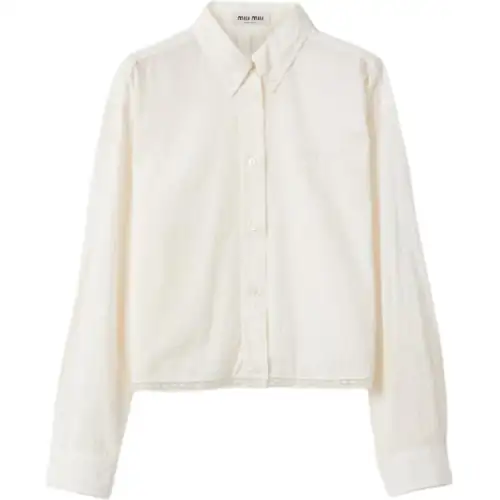 MIU MIU Shirts Women's Ivory Lapel Moderate Other