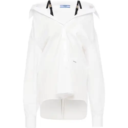 PRADA Shirts Women's White V Neck Moderate Shirt