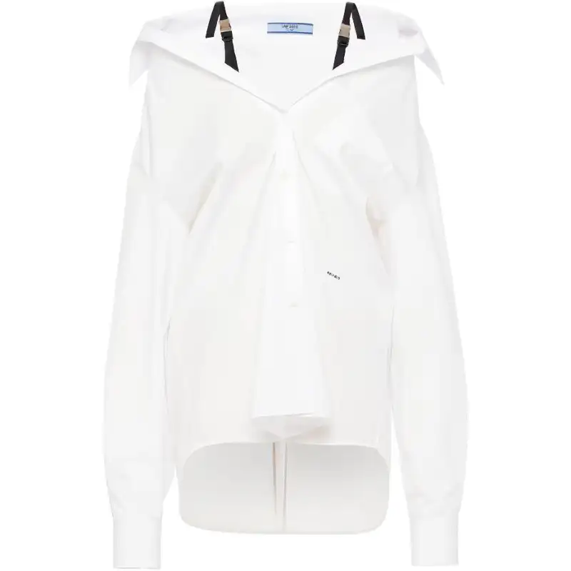 PRADA Shirts Women's White V Neck Moderate Shirt