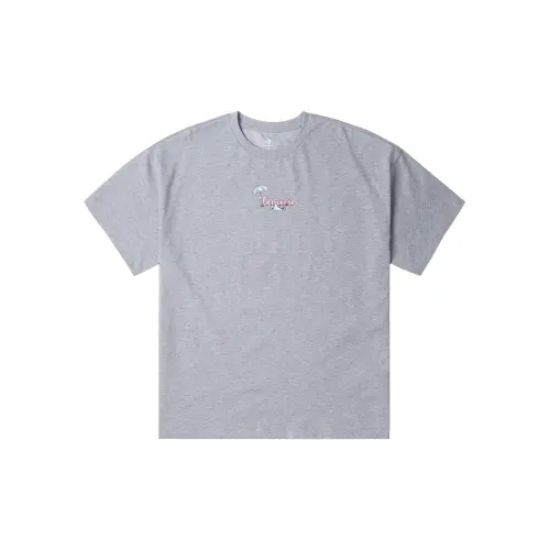 Converse T Shirts Women's Gray Crew Neck Moderate Straight Fit