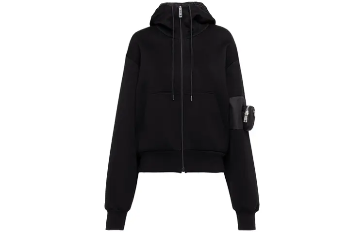 PRADA Sweatshirts Women's Black Hooded Moderate Regular