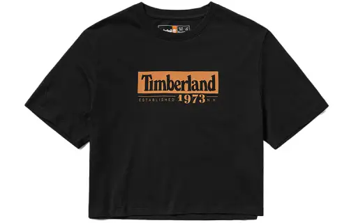 Timberland T Shirts Women's Black Crew Neck Moderate Straight Fit