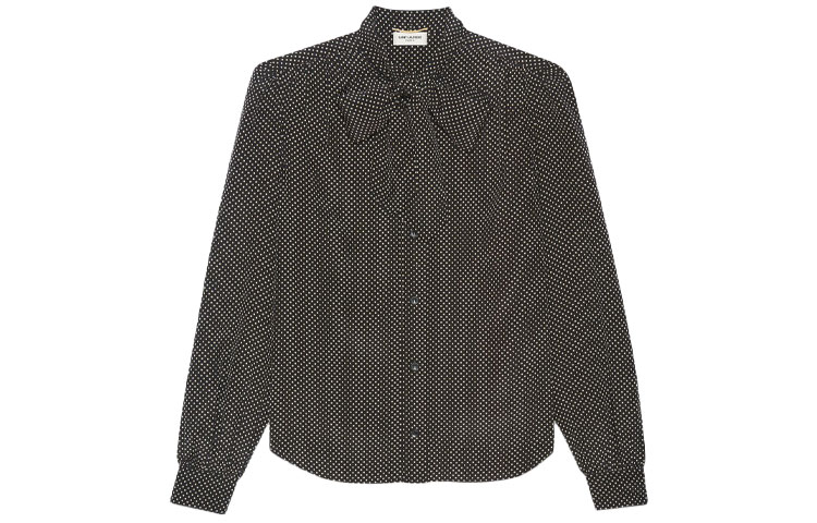 SAINT LAURENT Lavallière Neck Long Sleeved Blouse