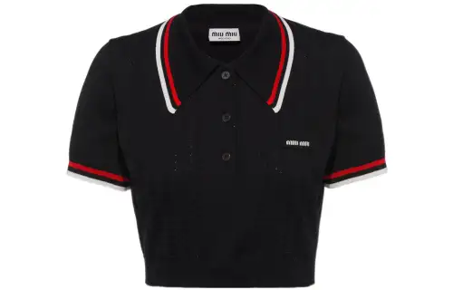MIU MIU SS22 Polo Shirt Women's Black