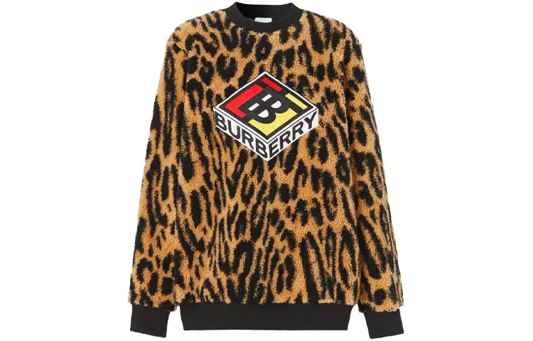 Burberry Sweatshirts Women's Leopard Print Crew Neck Moderate Regular