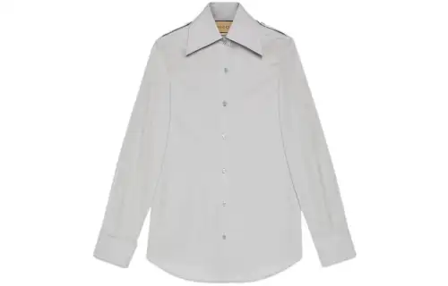 GUCCI Shirts Women's Gray Pointed Collar Moderate Other