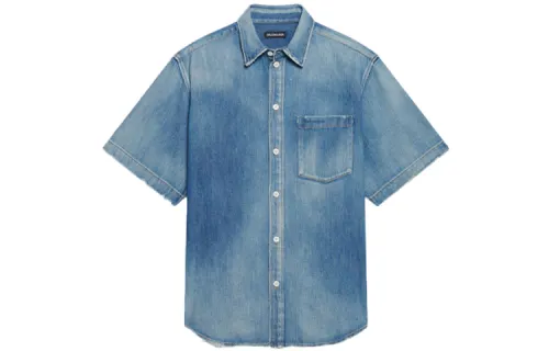 Balenciaga Shirts Women's Blue Lapel Moderate Denim