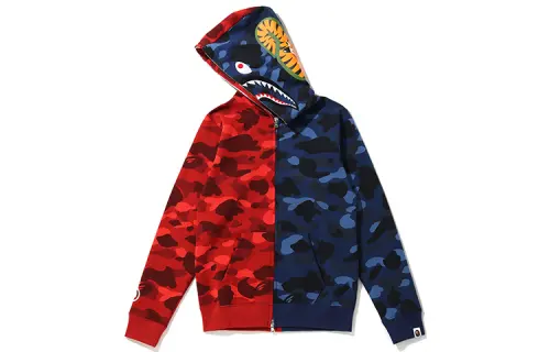 A BATHING APE Shark Series Sweatshirts Women's Multicolor Hooded Moderate Cardigan