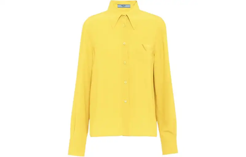 PRADA Shirts Women's Yellow Lapel Moderate