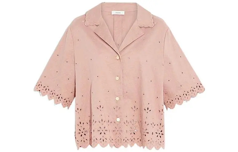COACH Shirts Women's Pink Cuban Collar Moderate Straight Fit