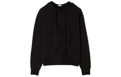 LOEWE Sweatshirts Women's Black Hooded Non Detachable Moderate Regular