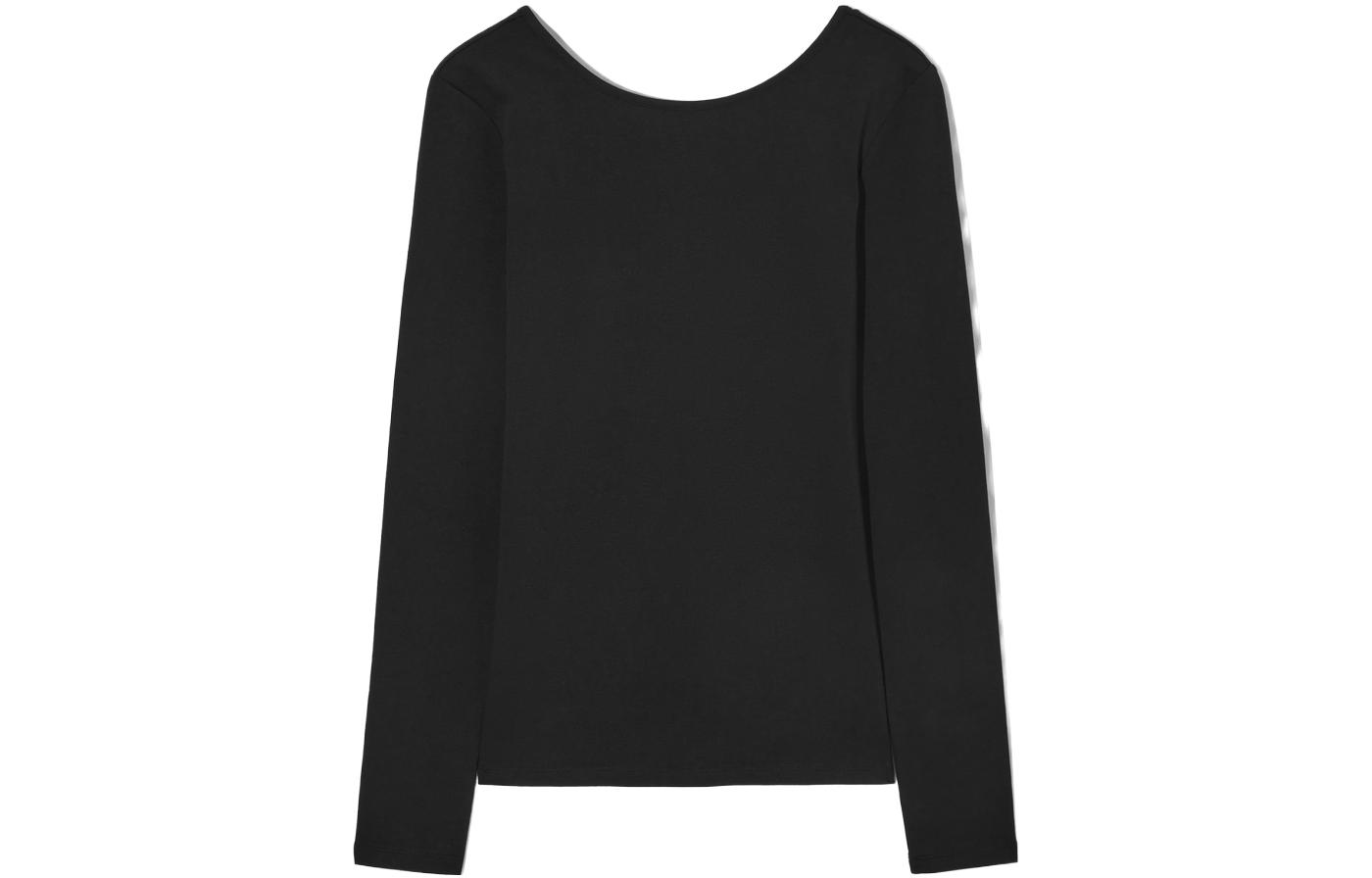 COS T Shirts Women's Black Crew Neck Moderate Straight Fit