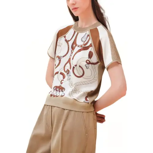 HERMES T Shirt Women's Pearl White