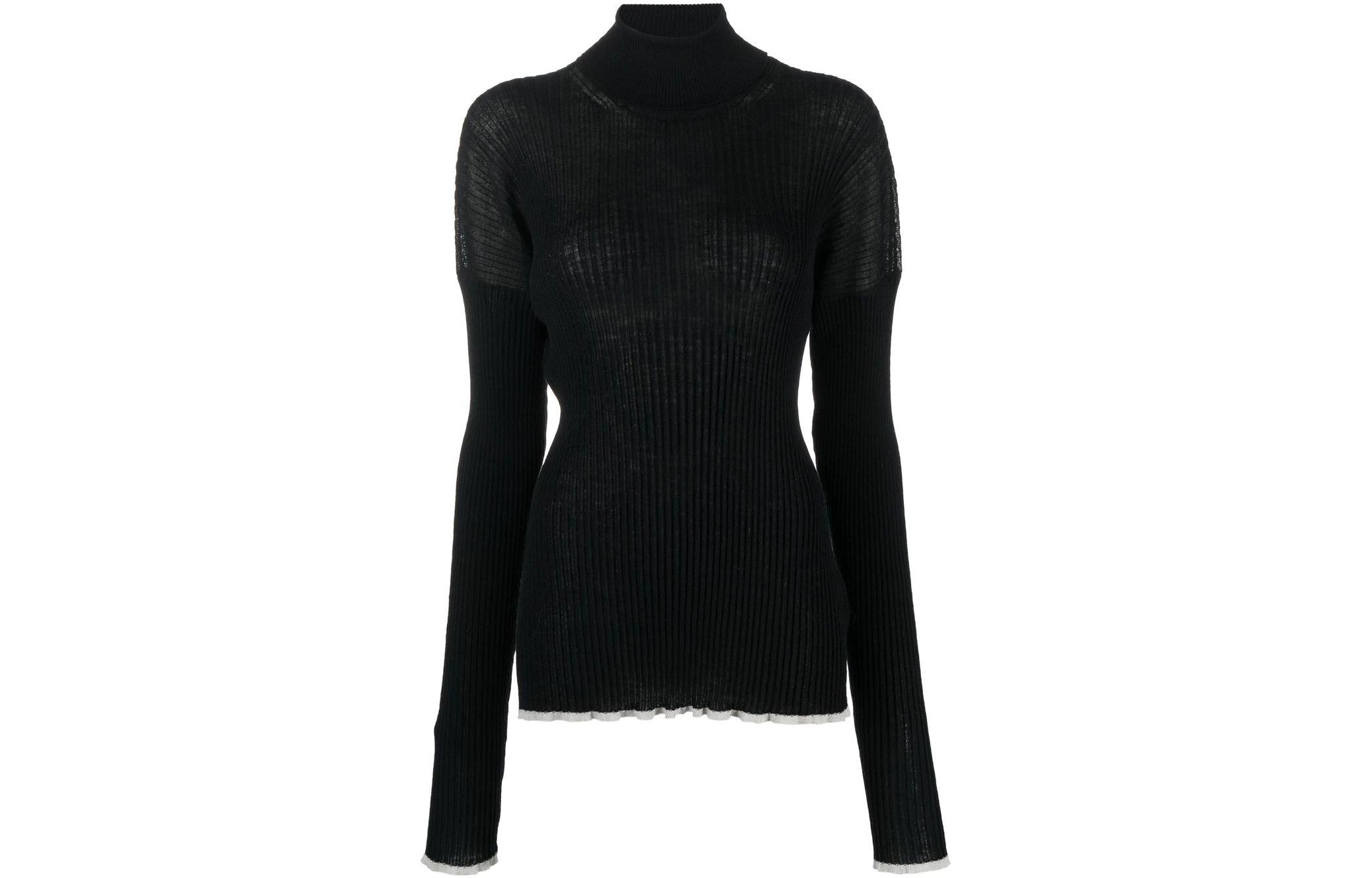 MM6 Maison Margiela Rostometer, woolen long-sleeve, black sweater, slim fit