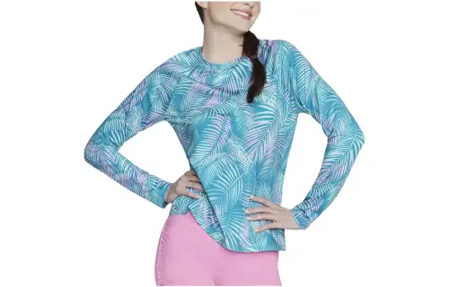 Skechers T Shirts Women's Blue Crew Neck Moderate Straight Fit