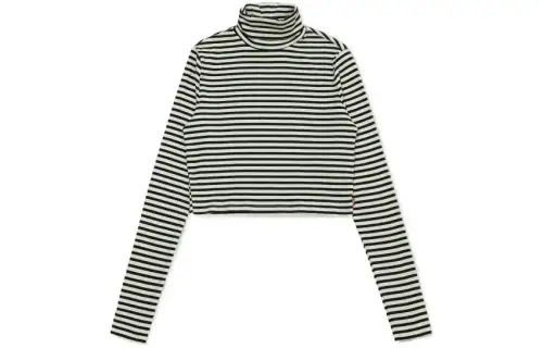 Levis T Shirts Women's Stripes Stand Collar Moderate Straight Fit