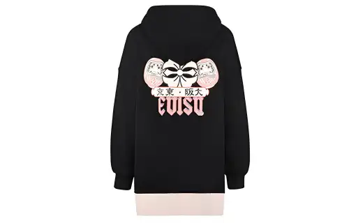 EVISU Sweatshirts Women's Black Hooded Moderate Regular