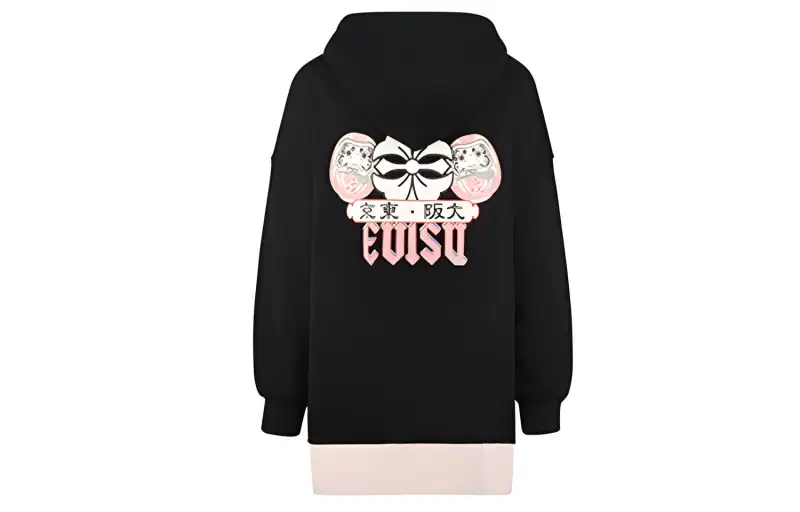 EVISU Sweatshirts Women's Black Hooded Moderate Regular