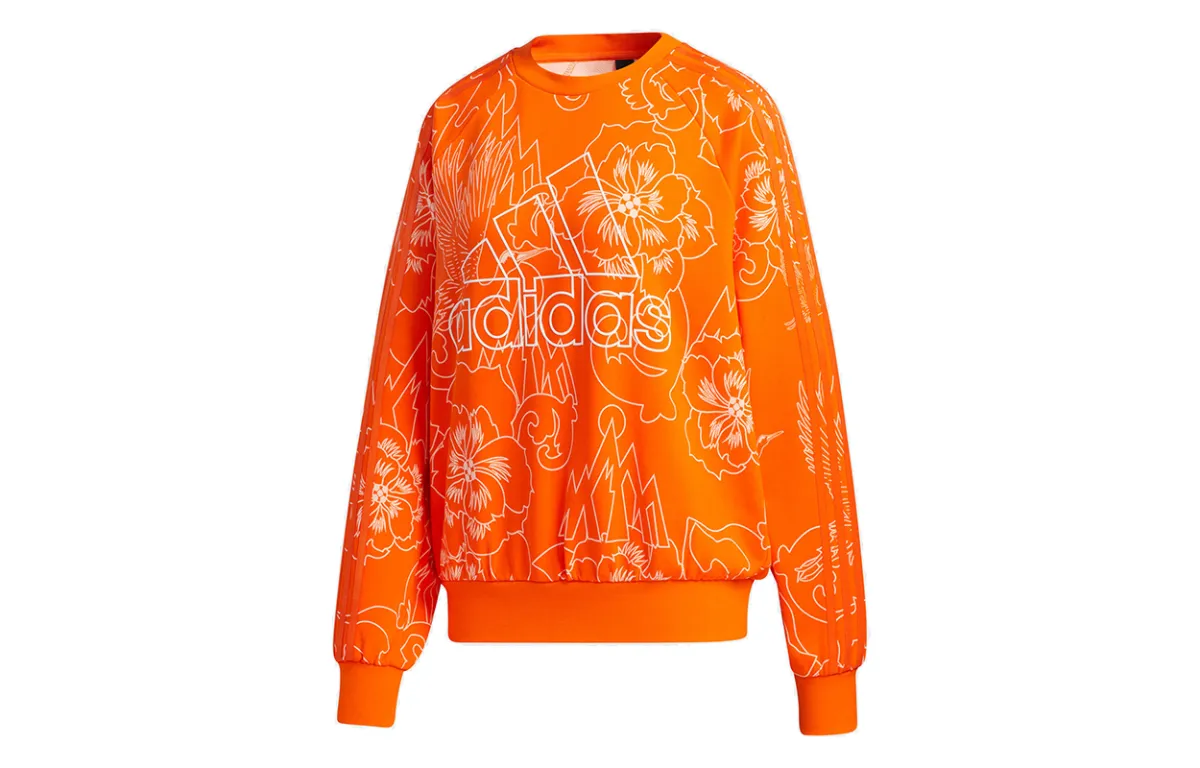 Adidas Sweatshirts Women's Orange Crew Neck Moderate Regular