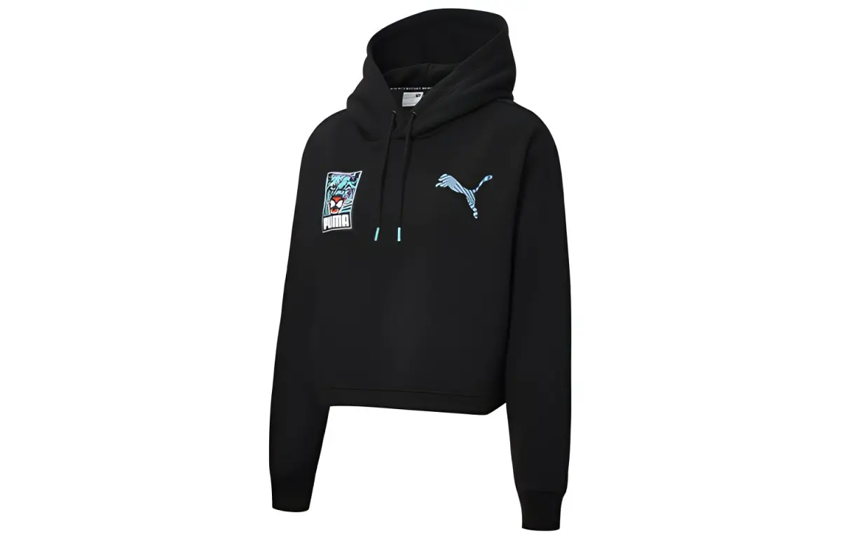 PUMA Sweatshirts Women's Black Hooded Moderate Regular