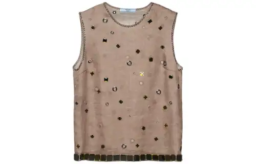PRADA Jewel Embellished Open Back Tank Top