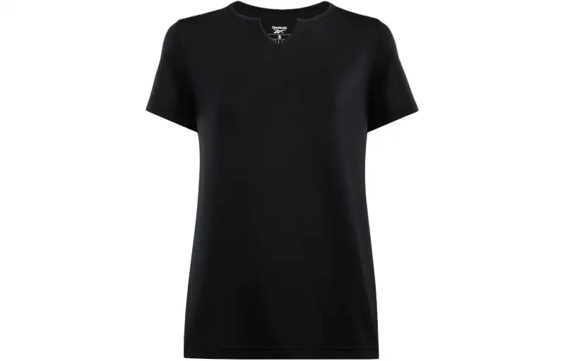 Reebok T Shirts Women's Black V Neck Moderate Straight Fit
