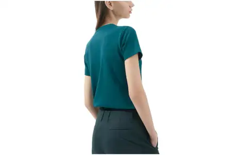 UNIQLO T Shirts Women's Dark Green Crew Neck Moderate Straight Fit