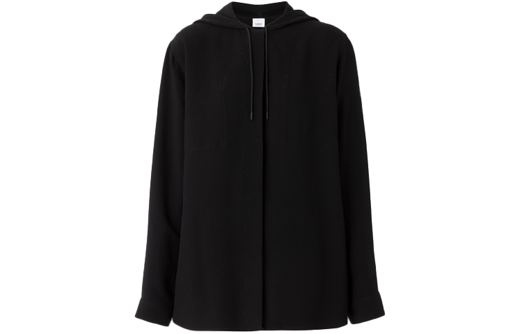 Burberry Sweatshirts Women's Black Hooded Moderate Cardigan