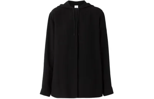 Burberry Sweatshirts Women's Black Hooded Moderate Cardigan
