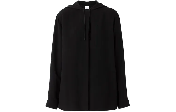 Burberry Sweatshirts Women's Black Hooded Moderate Cardigan