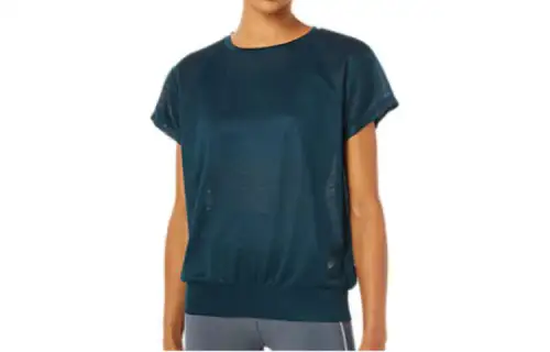 ASICS T Shirts Women's Blue Crew Neck Moderate Other