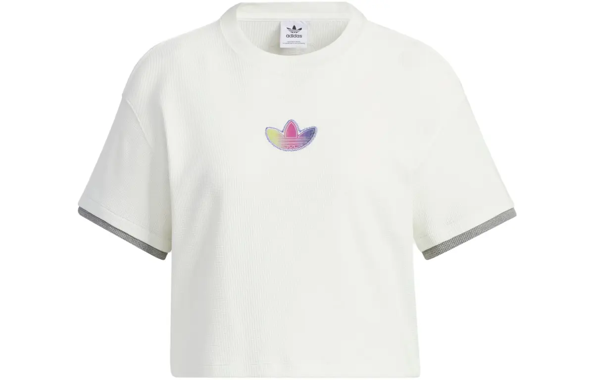 adidas originals Logo Embroidered Short Sleeve Tee 'Off White'