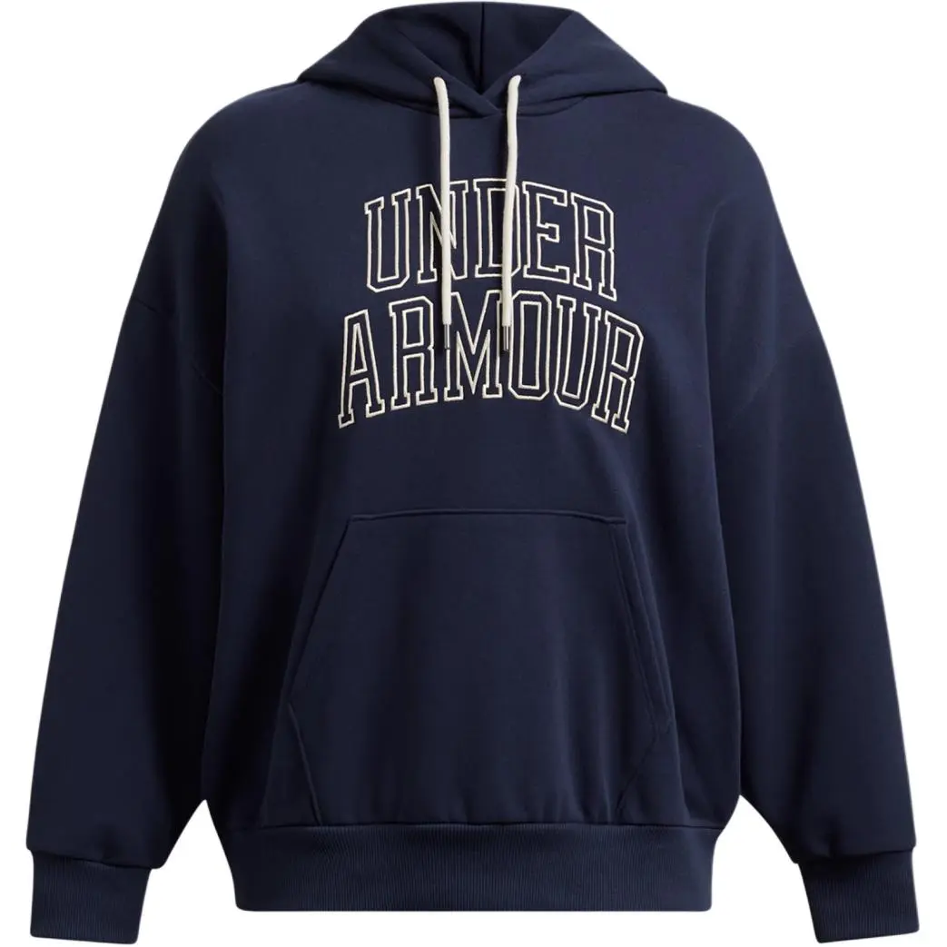 Under Armour Heavyweight Terry Oversized Hoodie Sweatshirt Women's Midnight Marine Blue