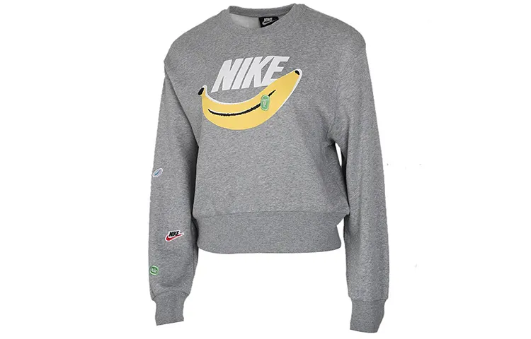 Nike Sweatshirts Women's Gray Crew Neck Moderate Regular