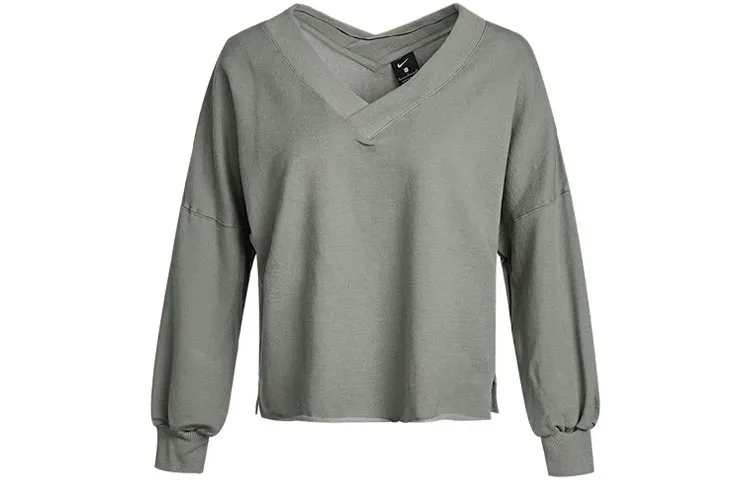 Nike Sweatshirts Women's Green V-neck Moderate Straight Fit