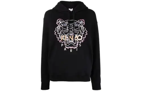 KENZO Sweatshirts Women's Black Hooded Non Detachable Moderate Regular