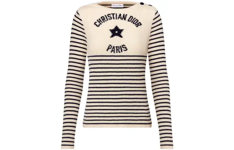 DIOR Quarterly New Products Cashmere Sweaters Women's Ecru Crew Neck Moderate